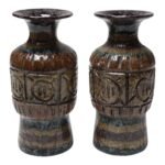 Pair of Mid-Century Italian Modern Sgraffito Vases / Vessels