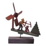 Circa 1940s Folkart Woodsman / Lumberjack Whirligig