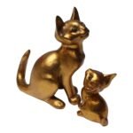 Cat and Kitten Duo by Freeman & McFarlin Gold-Leaf Ceramic Sculptures