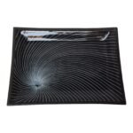 Mid-Century Modern Black Rectangular Art Glass Dish / Tray