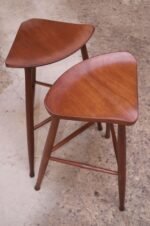 Pair of Vintage Solid Walnut Studio Craft Bar Stools by David Scott - Image 4