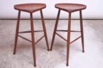 Pair of Vintage Solid Walnut Studio Craft Bar Stools by David Scott - Image 6