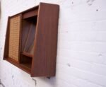Danish Modern Teak and Cane Wall Mounted Mirror or Hallway Cabinet - Image 2