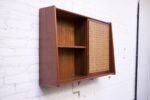 Danish Modern Teak and Cane Wall Mounted Mirror or Hallway Cabinet - Image 4