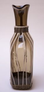 Large Italian Modern Blown Glass Pitcher With Woven Rubber Webbing - Image 6