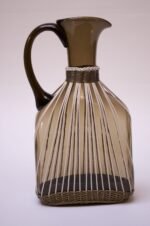 Large Italian Modern Blown Glass Pitcher With Woven Rubber Webbing - Image 2