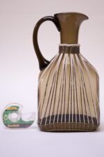 Large Italian Modern Blown Glass Pitcher With Woven Rubber Webbing - Image 4