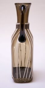 Large Italian Modern Blown Glass Pitcher With Woven Rubber Webbing - Image 5