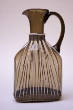 Large Italian Modern Blown Glass Pitcher With Woven Rubber Webbing - Image 3