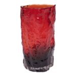 Mid-Century Modern Blown Glass Red Vase With 'Bark' Texture