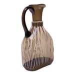 Large Italian Modern Blown Glass Pitcher With Woven Rubber Webbing