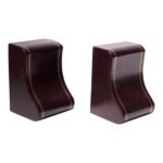 Pair of Vintage Burgundy Leather Bookends With Gold Trim