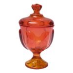 Vintage Orange and Yellow Ombre Viking Glass Lidded Candy Dish / Apothecary Jar