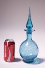 Mid-Century Blue Crackle Glass Decanter by Blenko - Image 2
