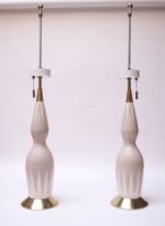 Pair of Decorative Ceramic and Brass Lamps by Gerald Thurston - Image 4