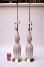 Pair of Decorative Ceramic and Brass Lamps by Gerald Thurston - Image 3
