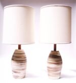 Pair of Martz for Marshall Studios Earth-Tone Swirl Ceramic Lamps - Image 2