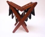 Henry P. Glass Walnut and Naugahyde Magazine Rack - Image 2