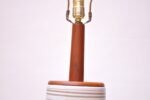 Large Gordon and Jane Martz Walnut and Ceramic Table Lamp with Finial - Image 5