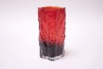 Mid-Century Modern Blown Glass Red Vase With 'Bark' Texture - Image 3