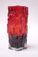 Mid-Century Modern Blown Glass Red Vase With 'Bark' Texture - Image 4