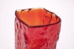 Mid-Century Modern Blown Glass Red Vase With 'Bark' Texture - Image 7