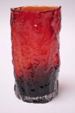 Mid-Century Modern Blown Glass Red Vase With 'Bark' Texture - Image 5