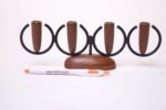 Danish Modern Teak and Metal Lüthje Four-Candle Holder / Candelabra - Image 3