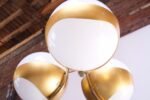 Large Italian Modern Brass and Milk Glass Chandelier by Lamperti - Image 6