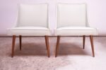 Pair of Vintage Diminutive Walnut and Leather Slipper Chairs by Milo Baughman - Image 2