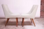 Pair of Vintage Diminutive Walnut and Leather Slipper Chairs by Milo Baughman - Image 6