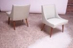 Pair of Vintage Diminutive Walnut and Leather Slipper Chairs by Milo Baughman - Image 4