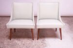 Pair of Vintage Diminutive Walnut and Leather Slipper Chairs by Milo Baughman - Image 3