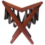 Henry P. Glass Walnut and Naugahyde Magazine Rack