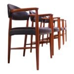 Set of Four Teak and Leather Armchairs by Kurt Olsen for Slagelse Møbelværk