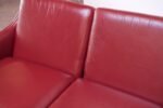 Danish Modern Cranberry Leather Settee by Hans Olsen - Image 16