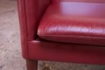 Danish Modern Cranberry Leather Settee by Hans Olsen - Image 20