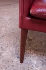 Danish Modern Cranberry Leather Settee by Hans Olsen - Image 31