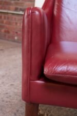 Danish Modern Cranberry Leather Settee by Hans Olsen - Image 21