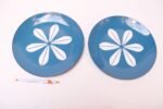 Pair of Blue and White 'Lotus' Enamel Plates by Arne Clausen for Cathrineholm Norway - Image 2