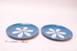 Pair of Blue and White 'Lotus' Enamel Plates by Arne Clausen for Cathrineholm Norway - Image 4
