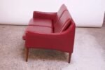 Danish Modern Cranberry Leather Settee by Hans Olsen - Image 8