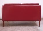 Danish Modern Cranberry Leather Settee by Hans Olsen - Image 9