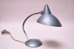 Midcentury German Gooseneck Table Lamp in Metallic Blue by Helo Leuchten - Image 4