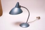 Midcentury German Gooseneck Table Lamp in Metallic Blue by Helo Leuchten - Image 3