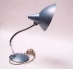 Midcentury German Gooseneck Table Lamp in Metallic Blue by Helo Leuchten - Image 10