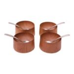 Set of Four Danish Modern Teak Egg Cups / Salts by Ole Hansen for P. Broste