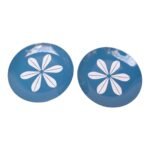 Pair of Blue and White 'Lotus' Enamel Plates by Arne Clausen for Cathrineholm Norway