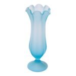 Vintage Indiana Glass Vase in Blue Frosted Satin Glass