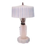 Art Deco Blue and White Striped Glass Table Lamp